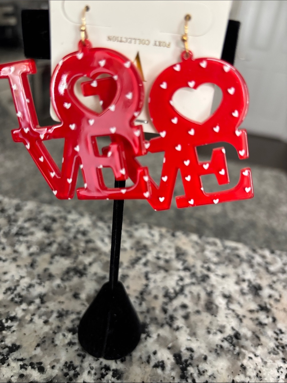 Red 'LOVE' Heart Cutout Statement Earrings